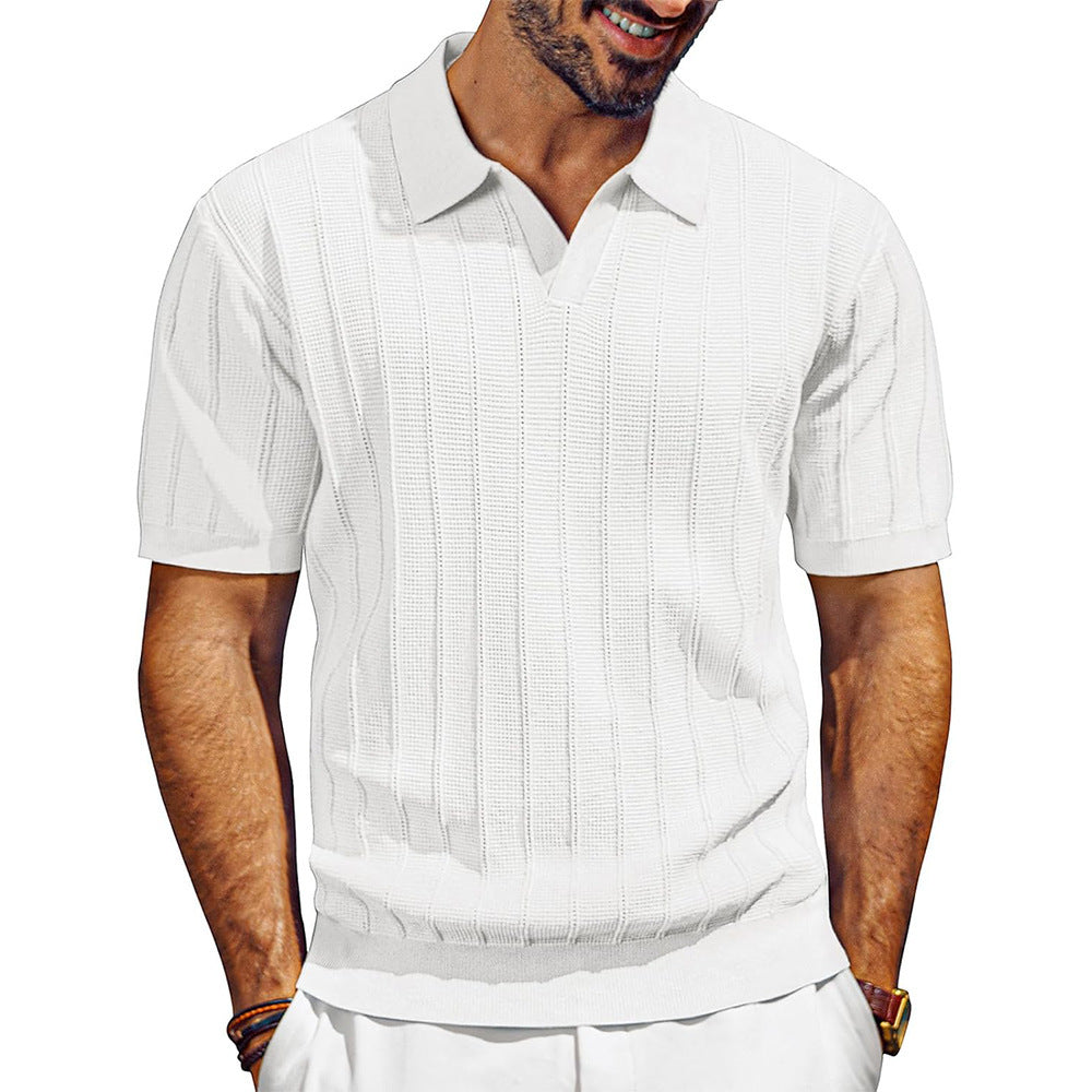 Men's Breathable V-neck Hollow Lapel Knitwear