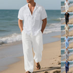 Lapel Shirt Short Sleeve Trousers Suit Men