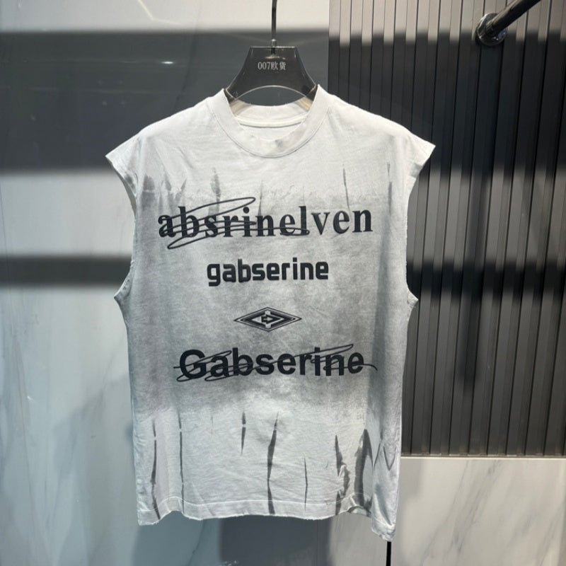 Letter Printing Gradient Comfortable Vest Ruan Handsome Sleeveless