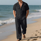 Simple Workwear Short Sleeve Shirt Trousers Suit Men