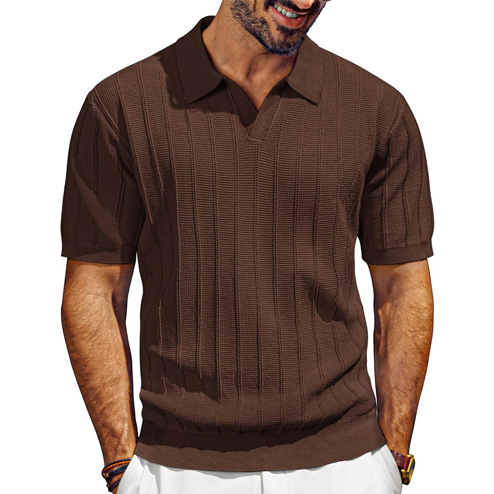 Men's Breathable V-neck Hollow Lapel Knitwear