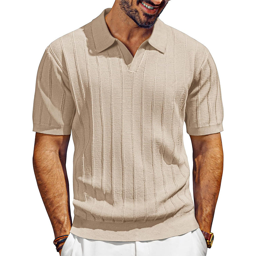 Men's Breathable V-neck Hollow Lapel Knitwear