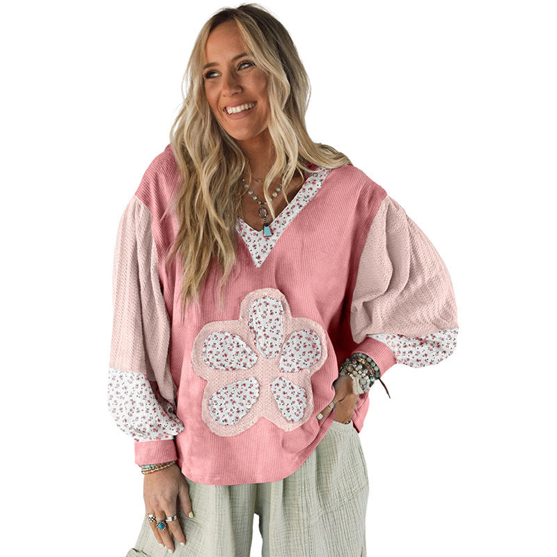 European And American Leisure Loose Contrast Color Knitted Pullover