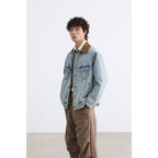 Boys Retro Washed Ice Blue Casual Denim Jacket