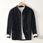 Chinese-style Stand Collar Ramie Long-sleeved Shirt Breathable Linen Casual Chinese-style Shirt For Men