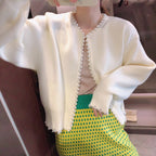 Irregular Raw Hem Cropped Sweater Coat Women