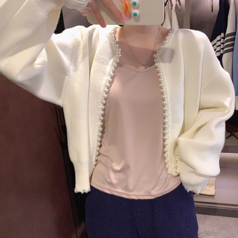 Irregular Raw Hem Cropped Sweater Coat Women