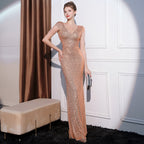 Sequined Slim Fit Slimming Long Dress Women