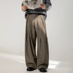 Cross Pleated Design Draping Casual Suit Pants