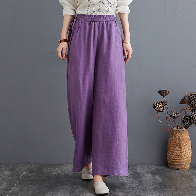 Spring And Summer Art Cotton Linen Pants Loose Plus Size
