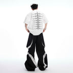 Snake Pupil Backbone Heavy Rivet Backbone Embroidered Short Sleeve Men