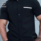 Summer New Men's Color Matching Fashion Short Sleeve Shirt