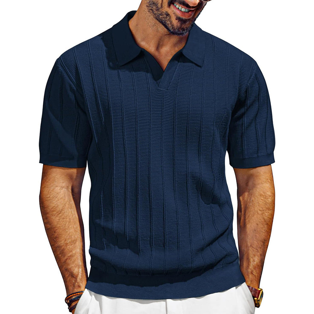 Men's Breathable V-neck Hollow Lapel Knitwear