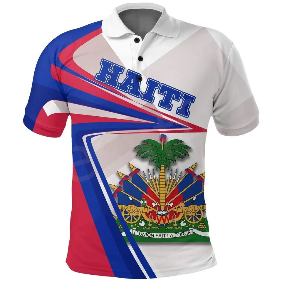Men's T-shirt Polo Collar Printed Shirt Short Sleeve