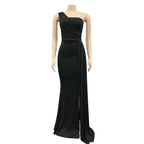 CM.YAYA One Shoulder Skew Neck Tassel Side Floor Length Mermaid Long Maxi Dress Women 2022 Sexy Party Club Even Prom Dresses