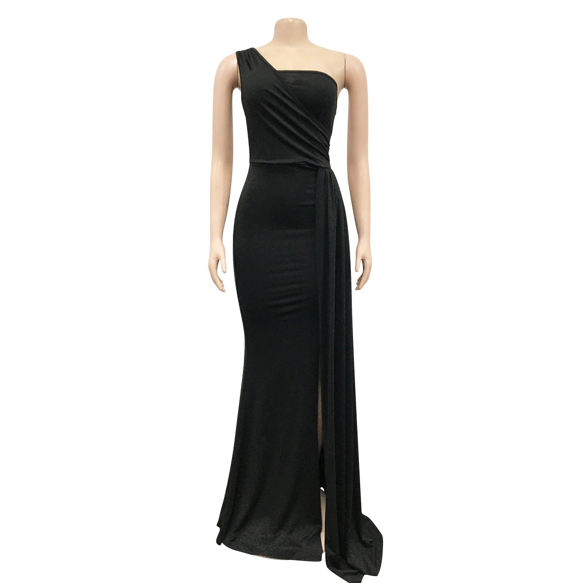 CM.YAYA One Shoulder Skew Neck Tassel Side Floor Length Mermaid Long Maxi Dress Women 2022 Sexy Party Club Even Prom Dresses