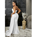 CM.YAYA One Shoulder Skew Neck Tassel Side Floor Length Mermaid Long Maxi Dress Women 2022 Sexy Party Club Even Prom Dresses