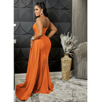 CM.YAYA One Shoulder Skew Neck Tassel Side Floor Length Mermaid Long Maxi Dress Women 2022 Sexy Party Club Even Prom Dresses