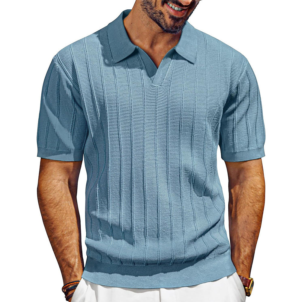 Men's Breathable V-neck Hollow Lapel Knitwear