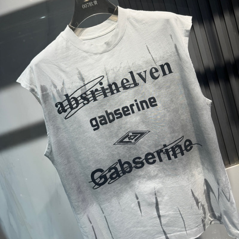Letter Printing Gradient Comfortable Vest Ruan Handsome Sleeveless