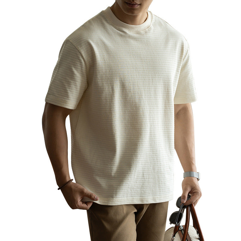 Raglan Sleeve Simple And Breathable Anti-wrinkle Striped Short Sleeve