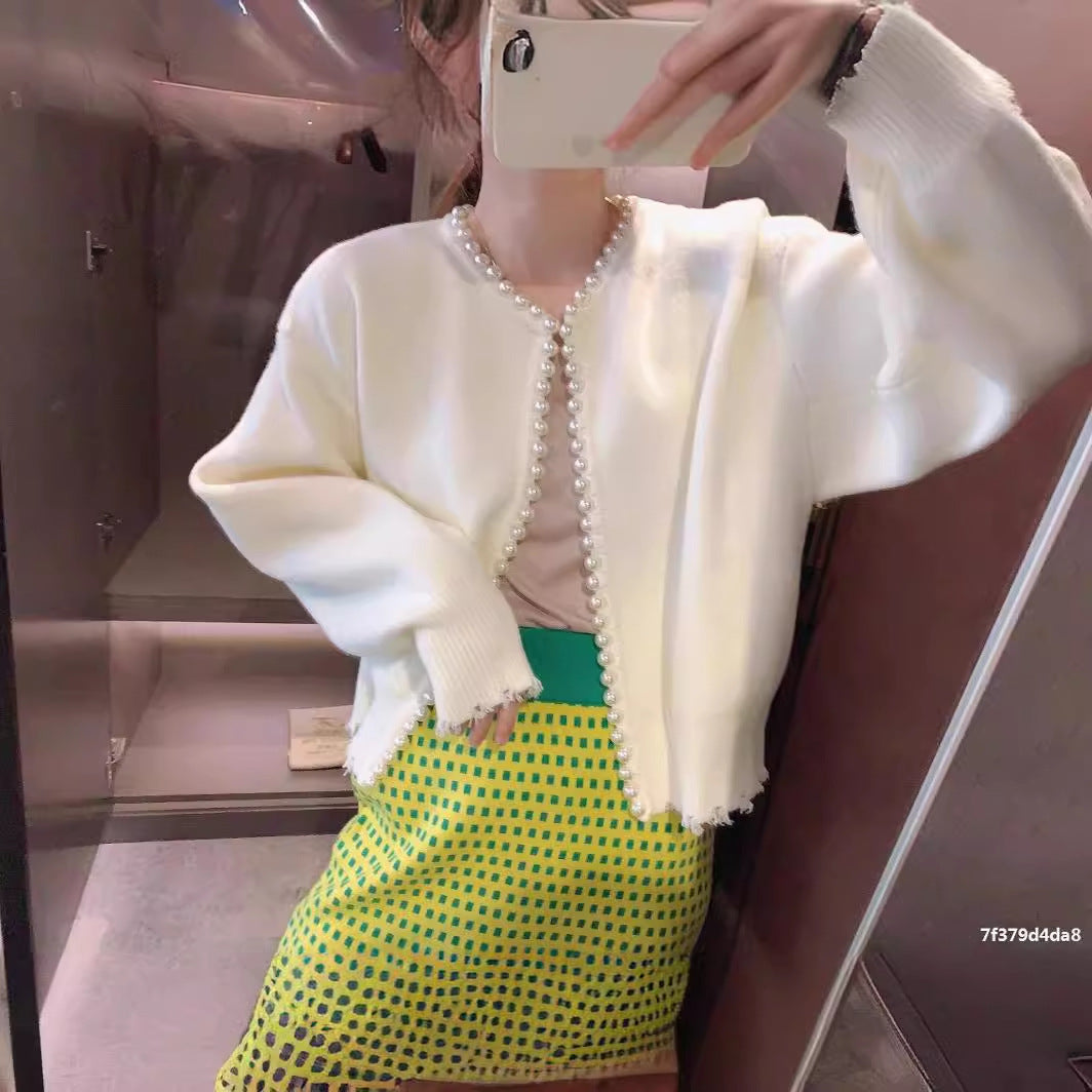 Irregular Raw Hem Cropped Sweater Coat Women
