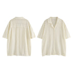 Thin Casual Vacation Breathable Knitted Lace Short Sleeve