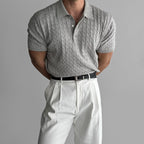 American Retro Hemp Pattern Lapel Men's T-shirt