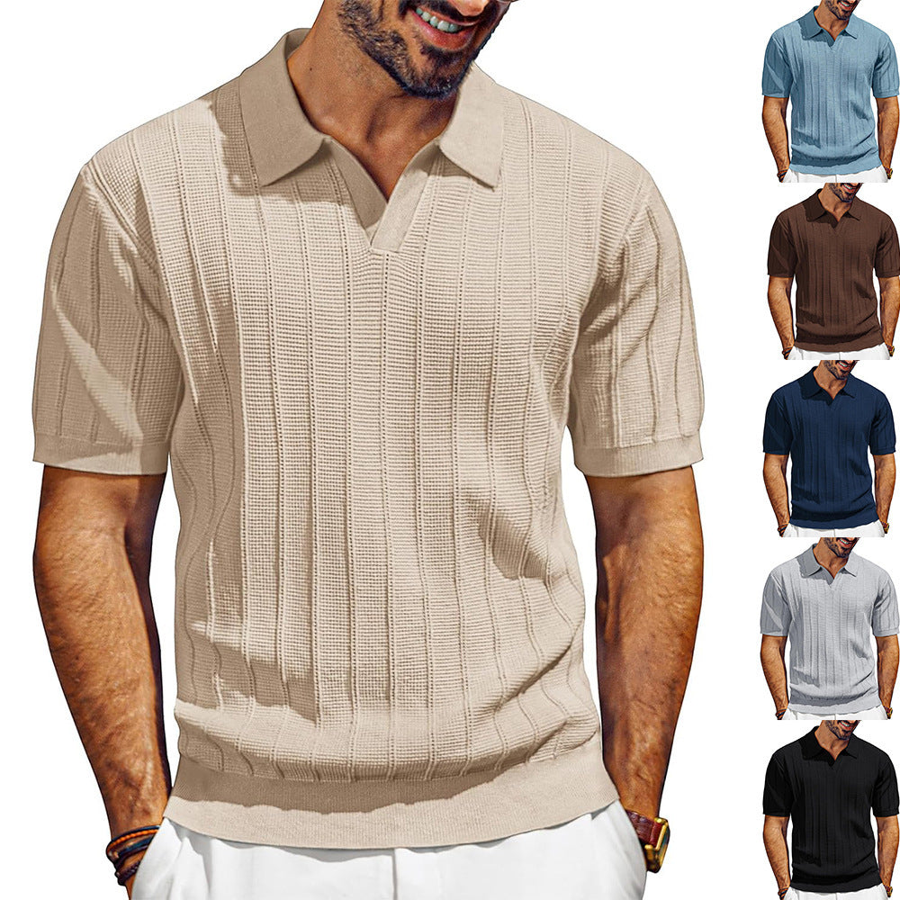 Men's Breathable V-neck Hollow Lapel Knitwear