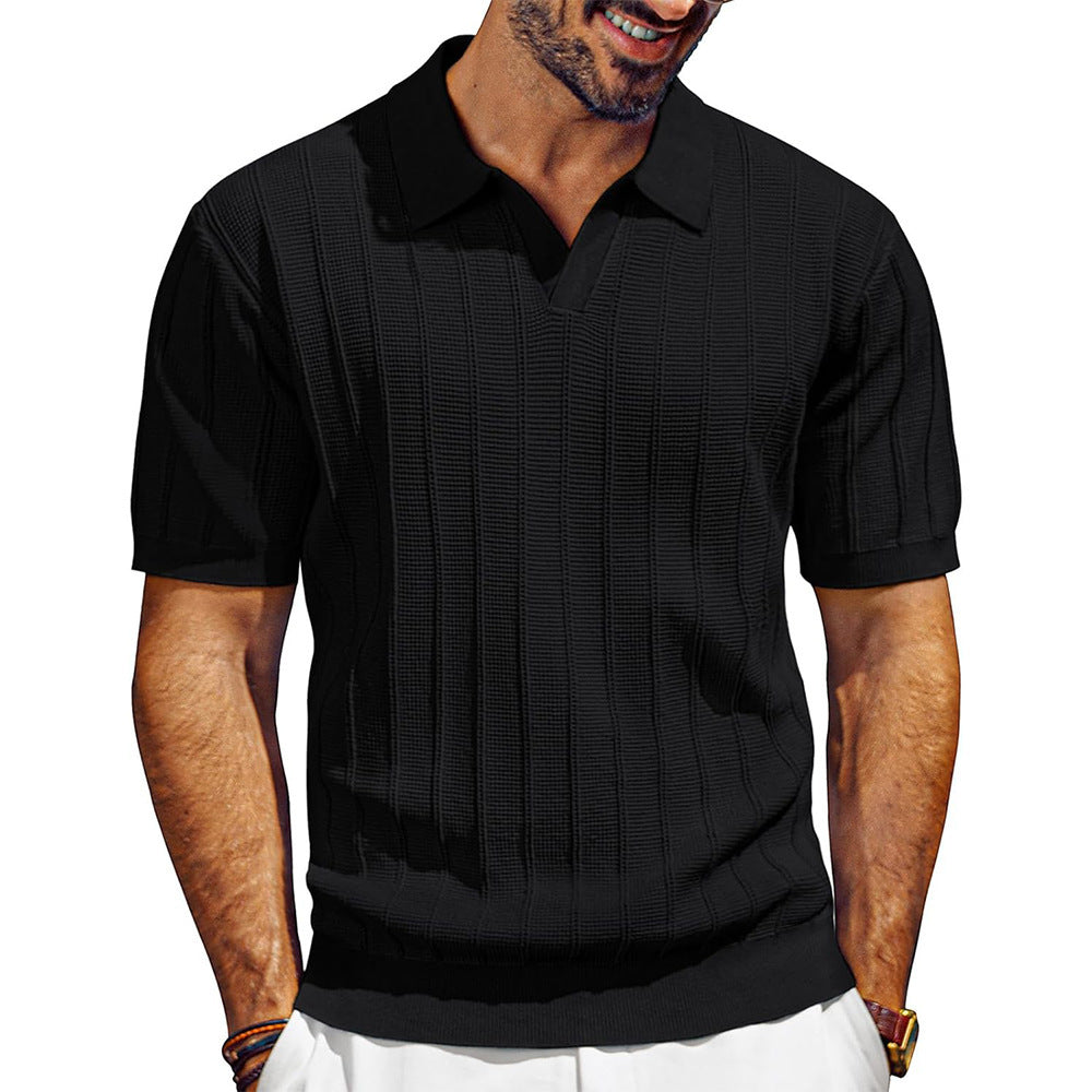 Men's Breathable V-neck Hollow Lapel Knitwear