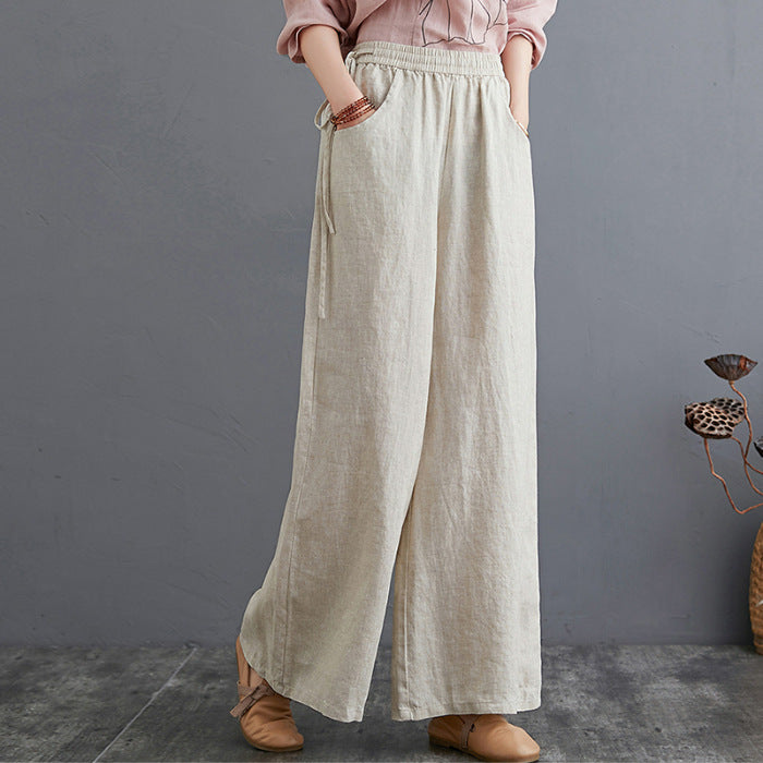 Spring And Summer Art Cotton Linen Pants Loose Plus Size