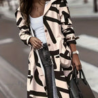Women's Development Of Color Blocked Loose Fitting Waist Belt Button Front Windbreaker