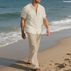 Lapel Shirt Short Sleeve Trousers Suit Men